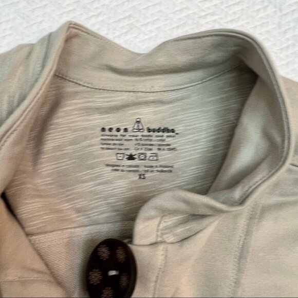 NEON Buddah Coconut Button Front Beige Cotton Jersey Jacket Size XS - Picture 11 of 12